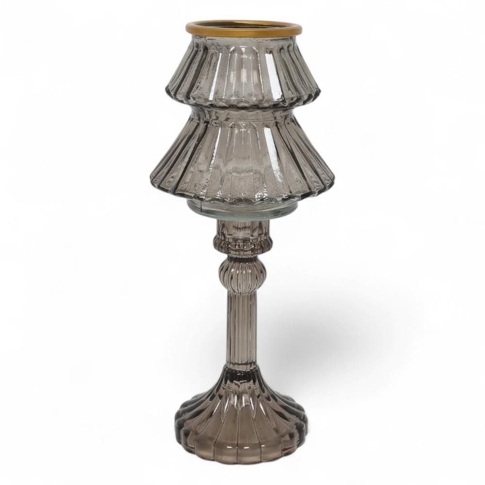 PORTACANDELA VETRO TALLINA GRIGIO H.25